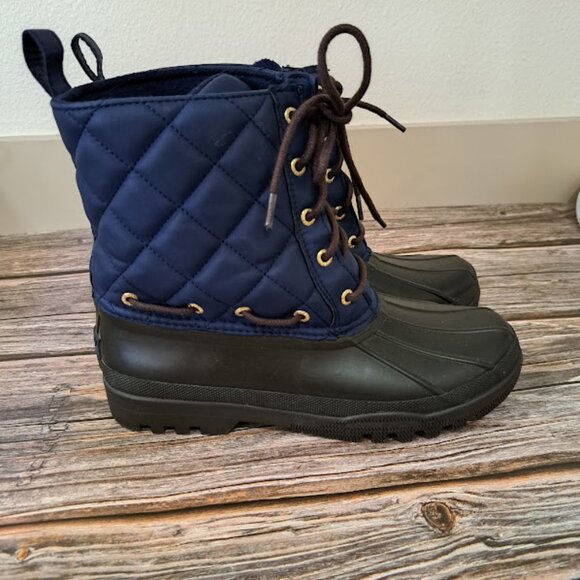 Sperry Top-Sider Women's Gosling Duck Boots Size 7 Blue quilted bottom rubber - Picture 1 of 5